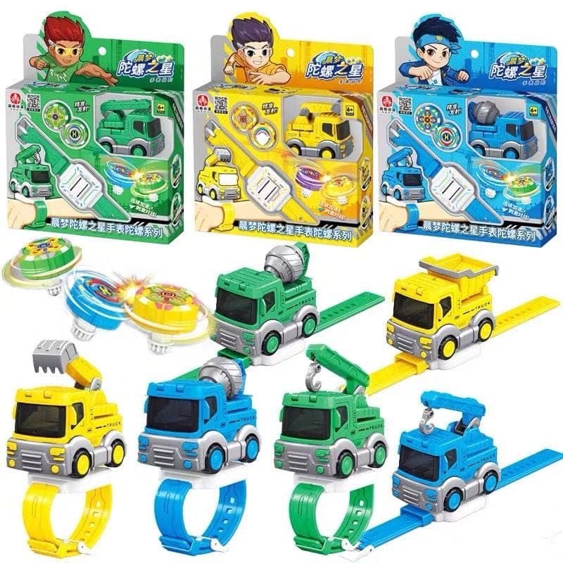 Set de Reloj Transformable con Lanzador de Trompo y Vehículo (Colores Surtidos)